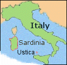 Map of Italy showing Sardinia