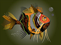 A drawing of a fish thinking